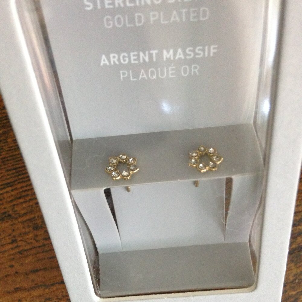 Tiny New Sterling Silver Gold Plated Stud Earrings